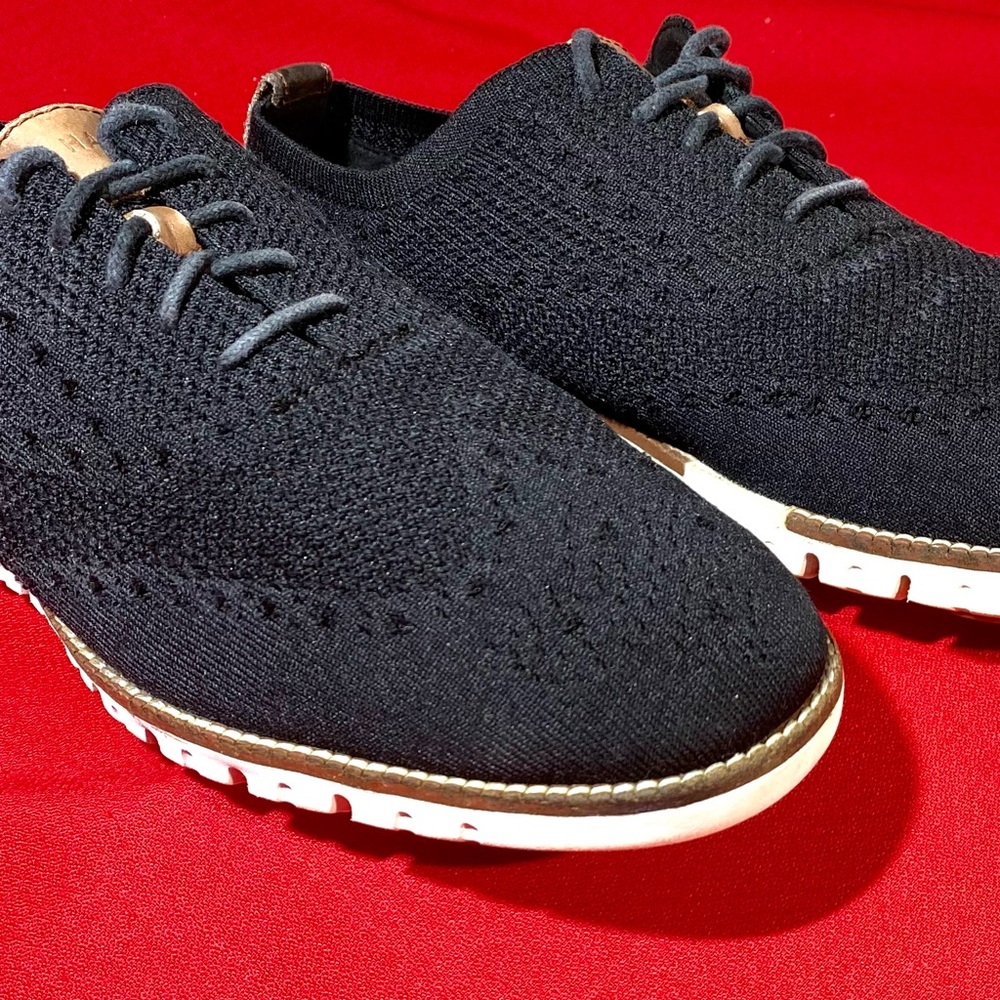 COLE HAAN knit soft men shoes black white 10.5
